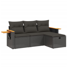 vidaXL 4 részes fekete polyrattan kerti ülőgarnitúra párnákkal (3265486) kerti bútor