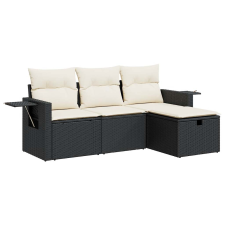 vidaXL 4 részes fekete polyrattan kerti ülőgarnitúra párnákkal (3325452) kerti bútor