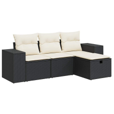 vidaXL 4 részes fekete polyrattan kerti ülőgarnitúra párnákkal (3325652) kerti bútor
