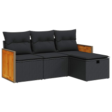 vidaXL 4 részes fekete polyrattan kerti ülőgarnitúra párnákkal (3326003) kerti bútor