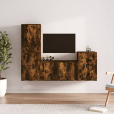 vidaXL 4 részes füstös tölgyszínű szerelt fa TV-szekrényszett bútor