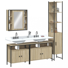 vidaXL 4 részes sonoma tölgy szerelt fa fürdőszobai szekrényszett fürdőszoba bútor
