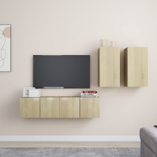 vidaXL 4 részes sonoma-tölgyszínű forgácslap TV-szekrényszett bútor