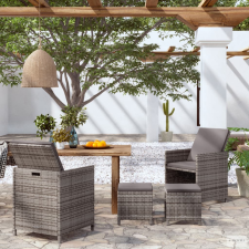 vidaXL 4 részes szürke kerti polyrattan szék- és zsámolyszett kerti bútor