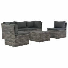 vidaXL 4-részes szürke polyrattan kerti bútorszett párnákkal kerti bútor
