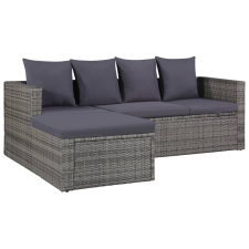 vidaXL 4-részes szürke polyrattan kerti bútorszett párnákkal (43956) kerti bútor
