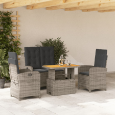 vidaXL 4 részes szürke polyrattan kerti étkezőszett párnával kerti bútor