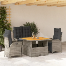 vidaXL 4 részes szürke polyrattan kerti étkezőszett párnával kerti bútor