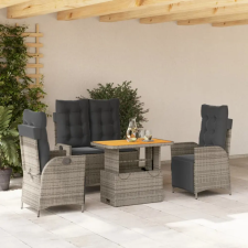 vidaXL 4 részes szürke polyrattan kerti étkezőszett párnával kerti bútor