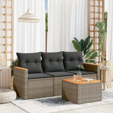 vidaXL 4 részes szürke polyrattan kerti ülőgarnitúra párnákkal kerti bútor