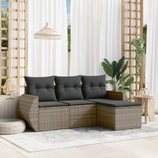 vidaXL 4 részes szürke polyrattan kerti ülőgarnitúra párnákkal kerti bútor