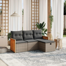 vidaXL 4 részes szürke polyrattan kerti ülőgarnitúra párnákkal kerti bútor