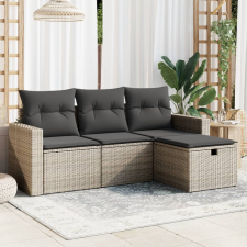 vidaXL 4 részes szürke polyrattan kerti ülőgarnitúra párnákkal kerti bútor