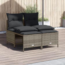 vidaXL 4 részes szürke polyrattan kerti ülőgarnitúra párnákkal kerti bútor