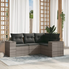 vidaXL 4 részes szürke polyrattan kerti ülőgarnitúra párnákkal kerti bútor