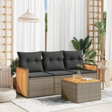 vidaXL 4 részes szürke polyrattan kerti ülőgarnitúra párnákkal kerti bútor