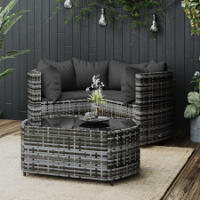 vidaXL 4 részes szürke polyrattan kerti ülőgarnitúra párnákkal kerti bútor