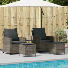 vidaXL 4 részes szürke polyrattan kerti ülőgarnitúra párnákkal kerti bútor