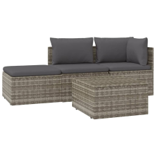 vidaXL 4 részes szürke polyrattan kerti ülőgarnitúra párnákkal (318676) kerti bútor
