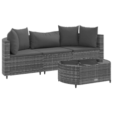 vidaXL 4 részes szürke polyrattan kerti ülőgarnitúra párnákkal (3308362) kerti bútor