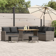 vidaXL 4 részes szürke polyrattan kerti ülőgarnitúra párnákkal L-alakú kerti bútor