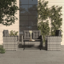 vidaXL 4-részes szürke polyrattan kültéri ülőgarnitúra párnákkal kerti bútor