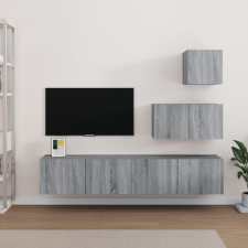vidaXL 4 részes szürke sonoma színű szerelt fa TV-szekrényszett bútor