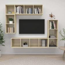 vidaXL 4 részes tölgyszínű forgácslap TV-szekrény szett bútor
