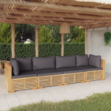 vidaXL 4 részes tömör tíkfa kerti társalgószett párnákkal kerti bútor