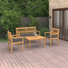 vidaXL 4 részes tömör tíkfa kerti ülőgarnitúra párnákkal kerti bútor