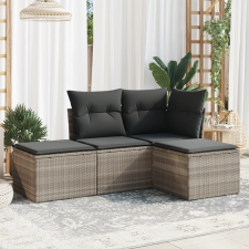 vidaXL 4 részes világosszürke polyrattan kerti ülőgarnitúra párnákkal kerti bútor