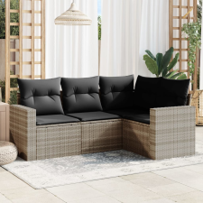 vidaXL 4 részes világosszürke polyrattan kerti ülőgarnitúra párnákkal kerti bútor