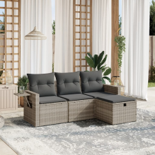 vidaXL 4 részes világosszürke polyrattan kerti ülőgarnitúra párnákkal kerti bútor