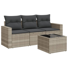 vidaXL 4 részes világosszürke polyrattan kerti ülőgarnitúra párnákkal (3251009) kerti bútor