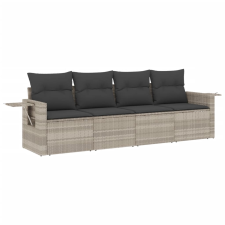 vidaXL 4 részes világosszürke polyrattan kerti ülőgarnitúra párnákkal (3252219) kerti bútor