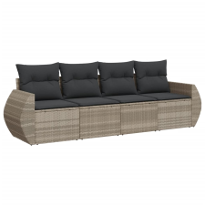 vidaXL 4 részes világosszürke polyrattan kerti ülőgarnitúra párnákkal (3253419) kerti bútor