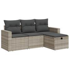 vidaXL 4 részes világosszürke polyrattan kerti ülőgarnitúra párnákkal (3325358) kerti bútor