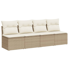 vidaXL 4 személyes bézs polyrattan kerti kanapé párnával (366054) kerti bútor