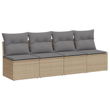 vidaXL 4 személyes bézs polyrattan kerti kanapé párnával (366089) kerti bútor