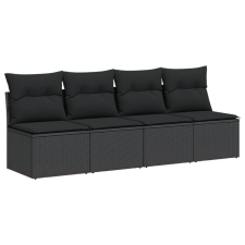 vidaXL 4 személyes fekete polyrattan kerti kanapé párnával (365965) kerti bútor