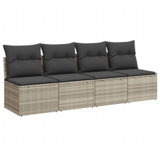 vidaXL 4 személyes világosszürke polyrattan kerti kanapé párnával (366178) kerti bútor