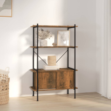 vidaXL 4 szintes acél és szerelt fa polc szekrénnyel 80x40x130 cm bútor
