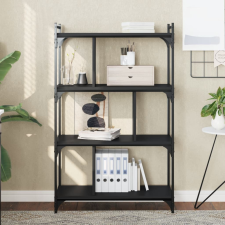 vidaXL 4 szintes fekete műfa könyvespolc 76 x 32 x 123 cm bútor