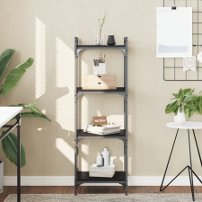 vidaXL 4 szintes fekete szerelt fa könyvespolc 40 x 30 x 120 cm bútor