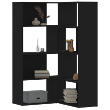 vidaXL 4 szintes fekete szerelt fa sarokkönyvespolc 85 x 85 x 140 cm bútor