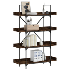 vidaXL 4 szintes füstös tölgy szerelt fa könyvespolc 100x33x145,5 cm bútor
