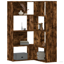 vidaXL 4 szintes füstös tölgy szerelt fa sarokkönyvespolc 85x85x140cm bútor