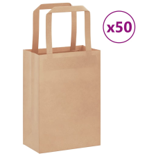 vidaXL 50 db barna kraft papírzacskók fogantyúkkal 15x8x21 cm ajándéktasak