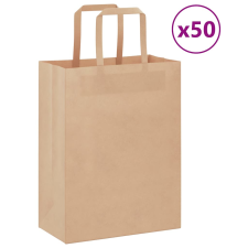 vidaXL 50 db barna kraft papírzacskók fogantyúkkal 21x11x28 cm ajándéktasak
