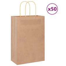 vidaXL 50 db barna kraft papírzacskók fogantyúkkal 21x11x31 cm ajándéktasak
